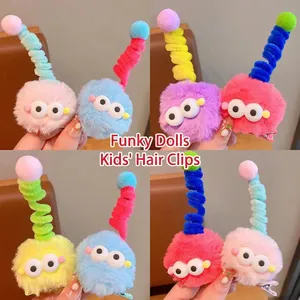 Barrettes à cheveux peluche 3D pour filles avec grands yeux et antennes rigolotes