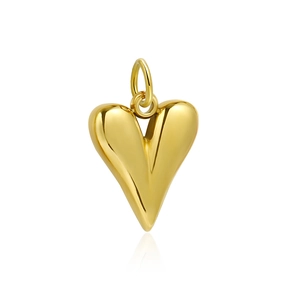 Polished gold heart charm pendant made of stainless steel with smooth mirror finish