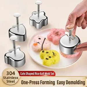 304 Stainless Steel Rice Ball Mold Press Type Sushi Maker Meat Patty Mousse Cake Food Shaping Tool