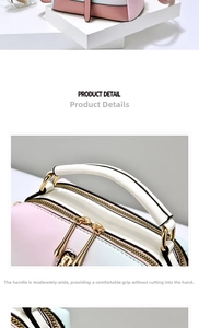 Detail of soft pastel gradient PU leather bag with comfortable wide handle and golden zippers