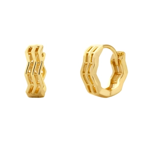Elegant s925 silver gold-plated wavy line geometric huggie hoop earrings for women