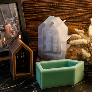 Gedetailleerde siliconen mal in huisvorm voor DIY kaarsen en gipsen huisdecoratie projecten
