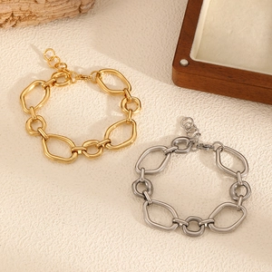 Stainless Steel Bracelet For Men Women Irregular Geometric Rings Thick Chain Hip Hop Punk Industrial Style Jewelry