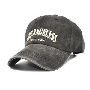 Vintage washed charcoal baseball cap featuring Los Angeles embroidery and sun protection