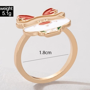 Macro shot of reindeer alloy ring with colorful enamel detailing and 1.8cm diameter size