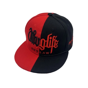 Casquette hip hop bicolore rouge et noire avec broderie 3D Thuglife en relief