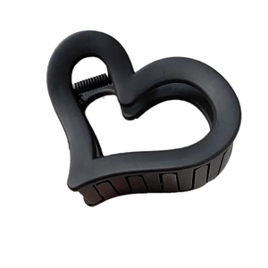 Matte black heart-shaped hair claw clip for women, sleek minimalist hair accessory
