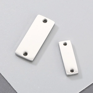 Polished stainless steel rectangular double-hole charms for DIY jewelry making