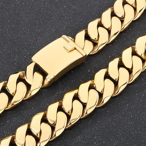 24mm gold Cuban link chain with polished finish and secure square box clasp closure