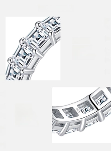 Detailed macro view of S925 sterling silver hallmark and luxury hand-set zircon stones