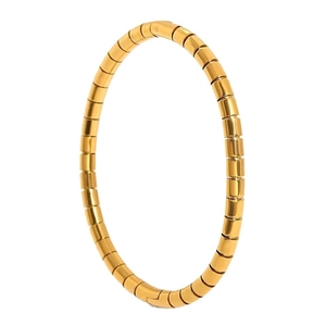 Polished gold bamboo-style tubogas bracelet in minimalist stainless steel design