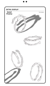 Detail showing S925 hallmark on minimalist irregular double-layer silver open ring
