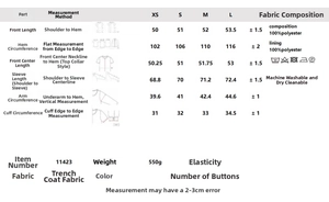 Detailed size chart for hooded short windbreaker with measurements in centimeters