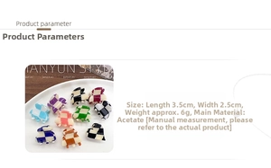 Mini checkered acetate hair claw clips with size 3.5x2.5cm and weight 6g details