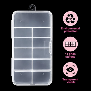 Multi Grid Clear Nail Art Storage Box Plastic PP Material For False Tips Jewelry Organizer Snap Close Hanging Hole