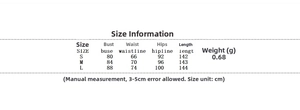 Size chart for slim fit off-shoulder knitted dress showing bust waist and hip measurements