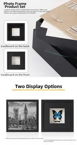 Detail of adjustable shadow box frame showing 2D photo and 3D specimen display modes
