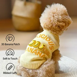 Pet Knitted Sweater Soft Warm Winter Dog Vest Banana Pattern Cute Clothing For Small Medium Dogs