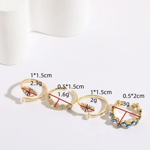 Evil eye rings with 14K gold plating, zircon inlays and pearls in multiple styles