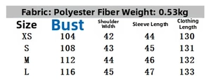 Size chart for summer minimalist linen-style dress with fabric and weight details