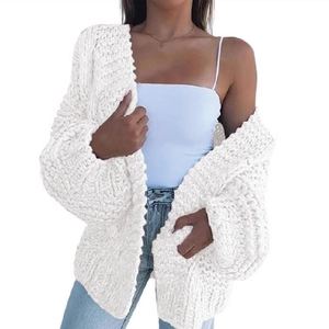 Women Mohair Chunky Knit Cardigan Sweater Thick Warm Long Sleeve Open Front Loose Oversized Casual Outwear