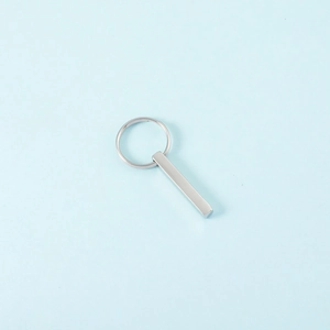 Polished stainless steel rectangular bar keychain with mirror finish for custom engraving