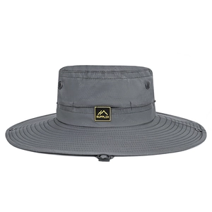 Breathable wide brim mesh fishing hat in dark grey for outdoor sun protection