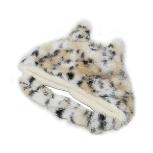 Winter leopard print faux fur trapper hat with cute cat ears and warm plush lining