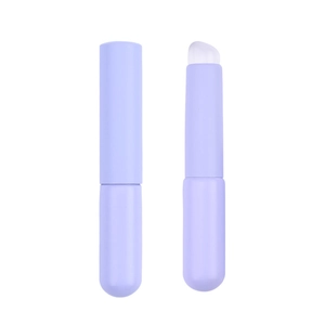 Portable lavender silicone lip brush with cover for smudge lipstick and concealer apply