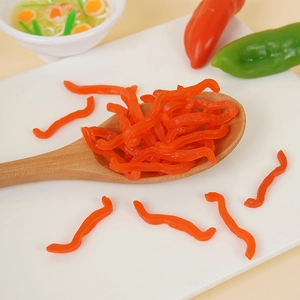 Tiras de pimiento rojo artificiales de PVC para decoración y modelos de comida mini