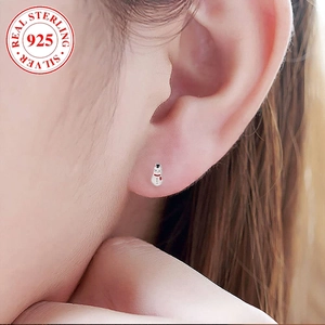 Boucles d'oreilles bonhomme de neige en argent 925 avec écharpe rouge et chapeau noir