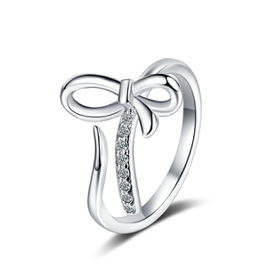 Bowtie Ring Copper Micro Pave Cubic Zirconia Adjustable Open Design Sweet Elegant Minimalist Jewelry For Women