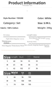 Detailed size chart for women's white 100% cotton puff sleeve top and maxi skirt set