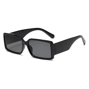 Retro Rectangle Sunglasses UV400 Protection Plastic Thick Frame Wide Leg Trendy Travel Fashion Women Men