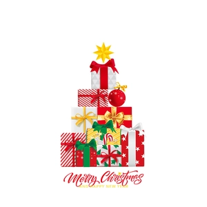 Christmas gift box tree window stickers with Merry Christmas greeting on white background