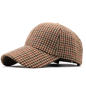 Berretto da baseball classico pied de poule marrone e kaki per la moda autunno-inverno