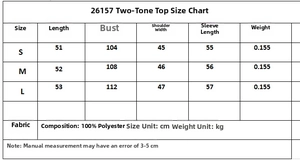 Tableau des tailles pour chemise en popeline à lacets pour femme en tailles S, M, L