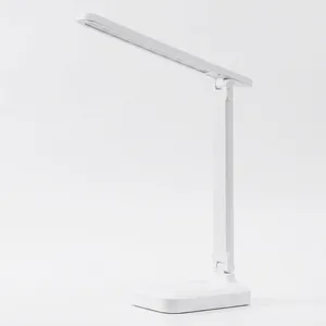 Foldable white LED desk lamp with minimalist adjustable head for eye protection and reading