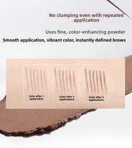 Detail showing deep brown eyebrow pencil color intensity with one to three strokes