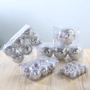 Disco Ball Mirror Reflective Hanging Ornament Silver Glass Foam For Christmas Wedding Party Stage Club Decor