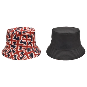 Detailansicht Doppelpack Fischerhüte mit Union Jack Print und schlichtem Schwarz