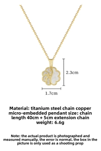 Detail of 40cm gold titanium steel chain with a micro-pave cloud pendant and mop inlay