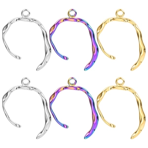 Stainless Steel Irregular Wave Horseshoe Pendant Necklace Vacuum 18K Gold Plated Minimalism Lava Texture Trendy Jewelry