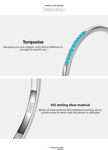 Vue macro du poinçon S925 en argent et détails de l'incrustation de turquoise