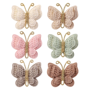 Handmade crochet butterfly hair clips in six soft pastel colors for women and kids