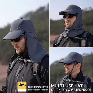 Outdoor Sun Protection Hat With Neck Flap Face Cover Breathable Quick Dry Nylon Hiking Fishing Cap Unisex