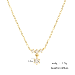 S925 sterling silver snowflake zircon necklace with 40+5cm chain and 1.5g gold finish