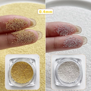 0,4 mm Mini-Metallperlen für Nailart DIY in Gold und Silber mit runden Aufbewahrungsdosen