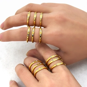 18K gold plated stainless steel zodiac rings set with sparkling cubic zirconia stones