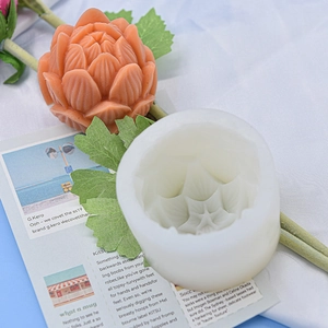 3D lotus silicone mold for handmade candles and soaps with intricate petal textures